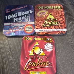 Vintage AOL 90s Y2K CD Tins Lot America Online Retro